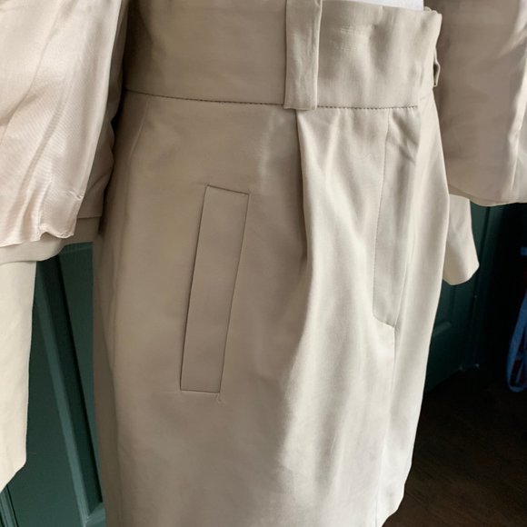 French Connection Cotton Beige Suit Skirt - Size 8 - Picture 4 of 6